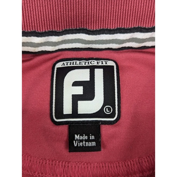 FootJoy Polo Shirt Men LG Pink Stripe Golf Stretch Embroidered FJ Athletic‎ - Picture 6 of 9